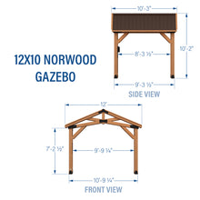 Load image into Gallery viewer, 12x10 Norwood Gazebo Dimensions
