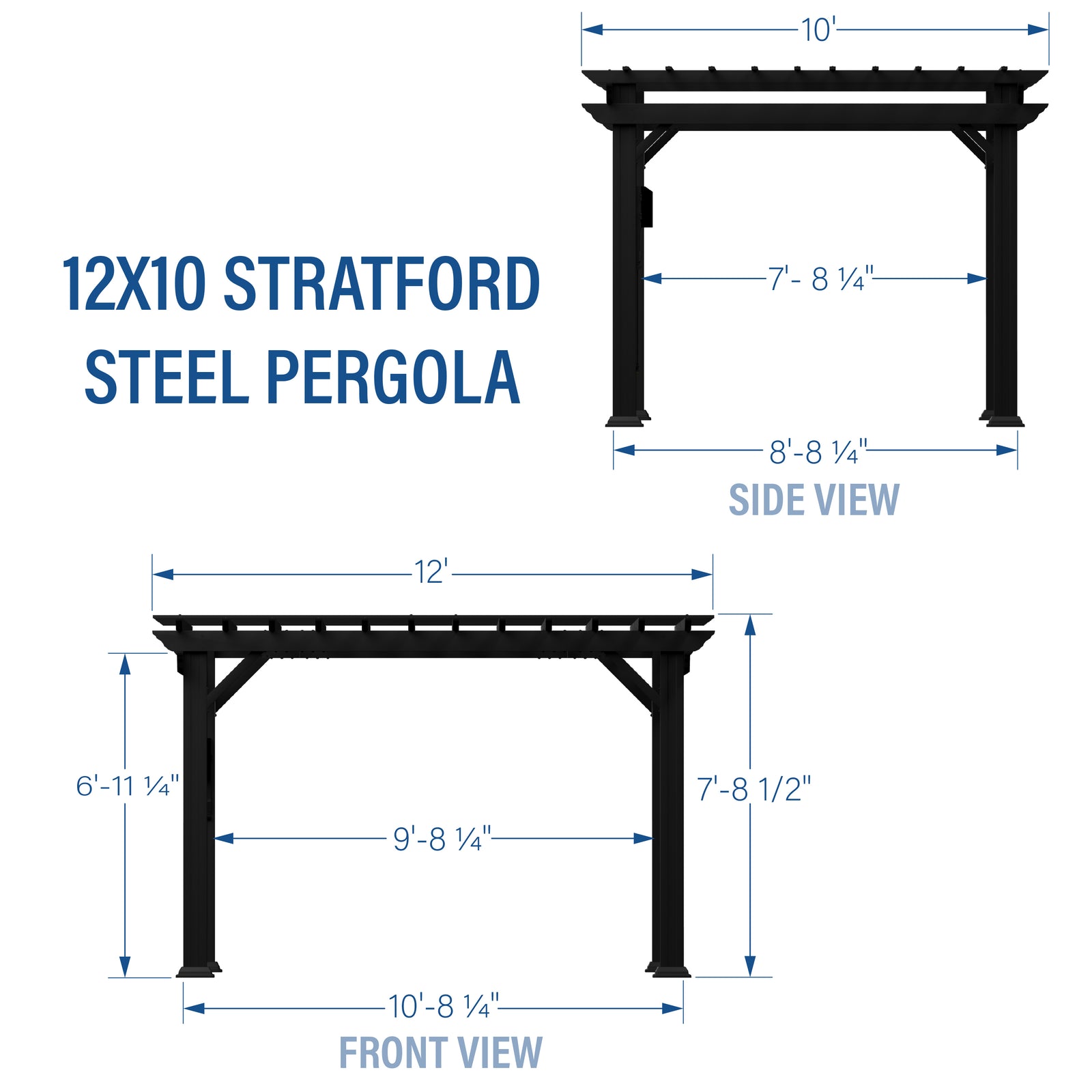 Load image into Gallery viewer, 12x10 Stratford Pergola Dimensions
