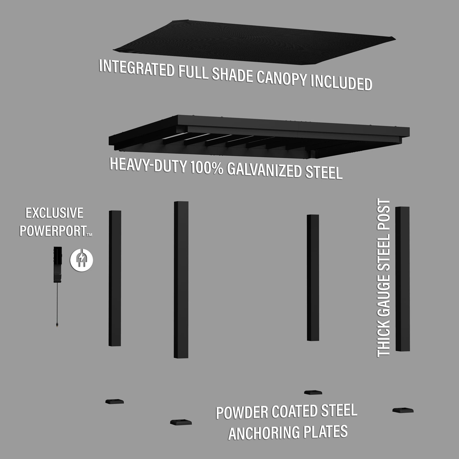 Load image into Gallery viewer, 12x10 Trenton Modern Steel Pergola Exploded View
