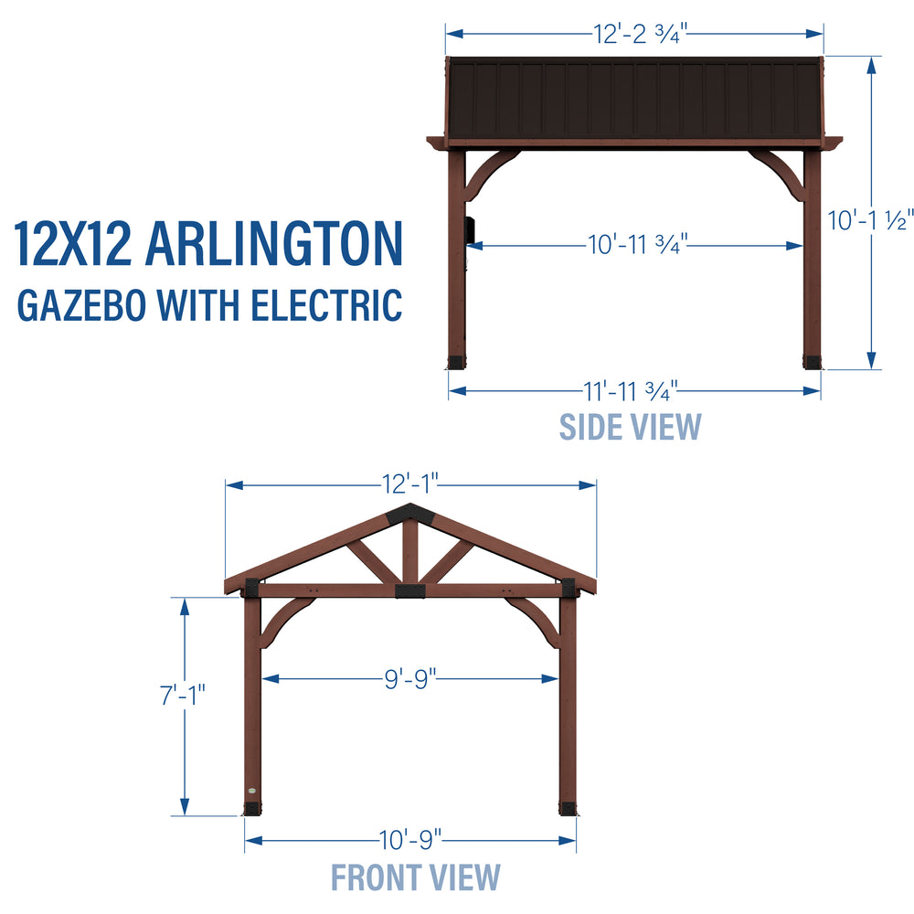 Arlington 12x12 Gazebo Dimensions