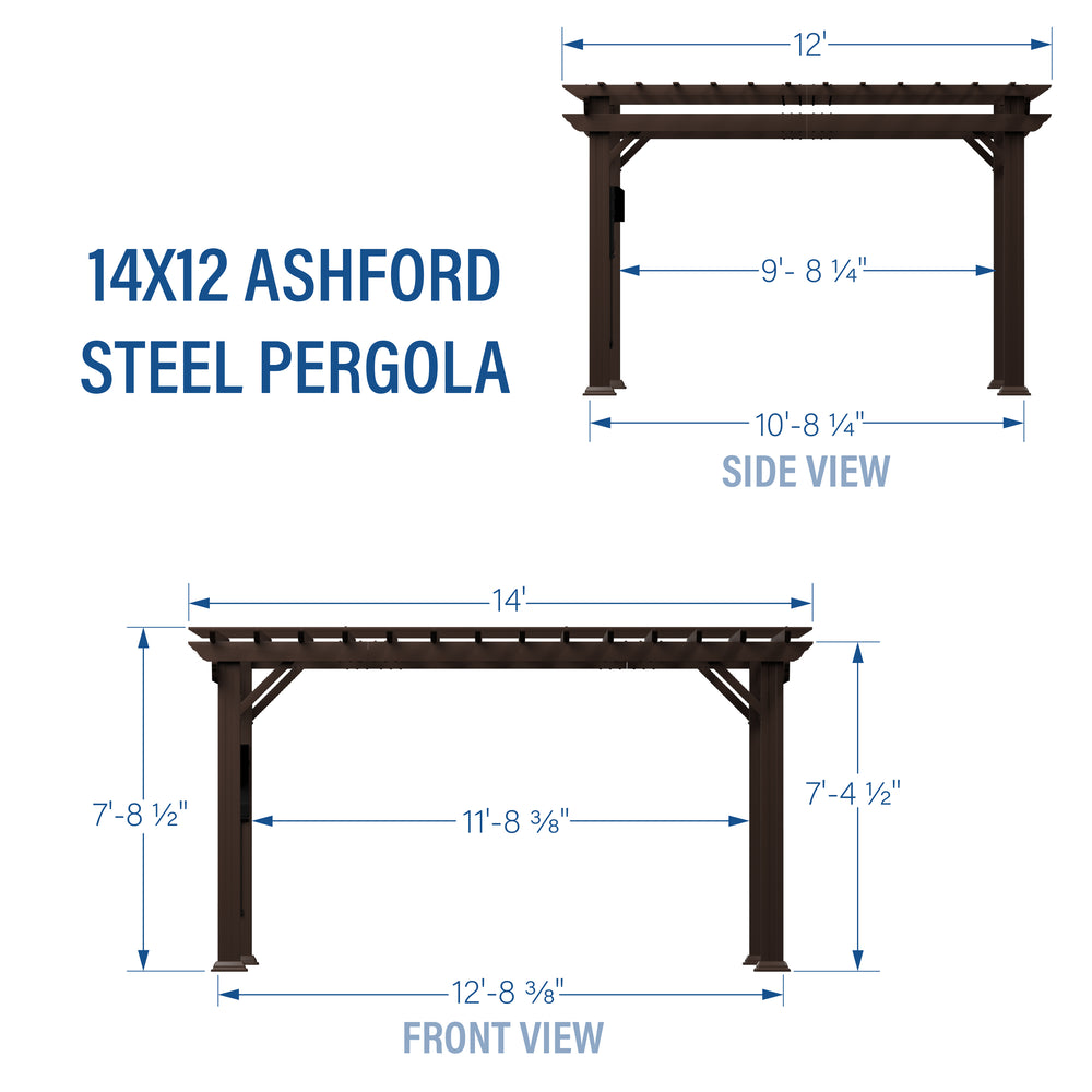 Ashford 14x12 Steel Pergola Dimensions