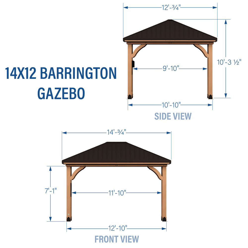 Load image into Gallery viewer, Barrington 14x12 Gazebo Dimensions
