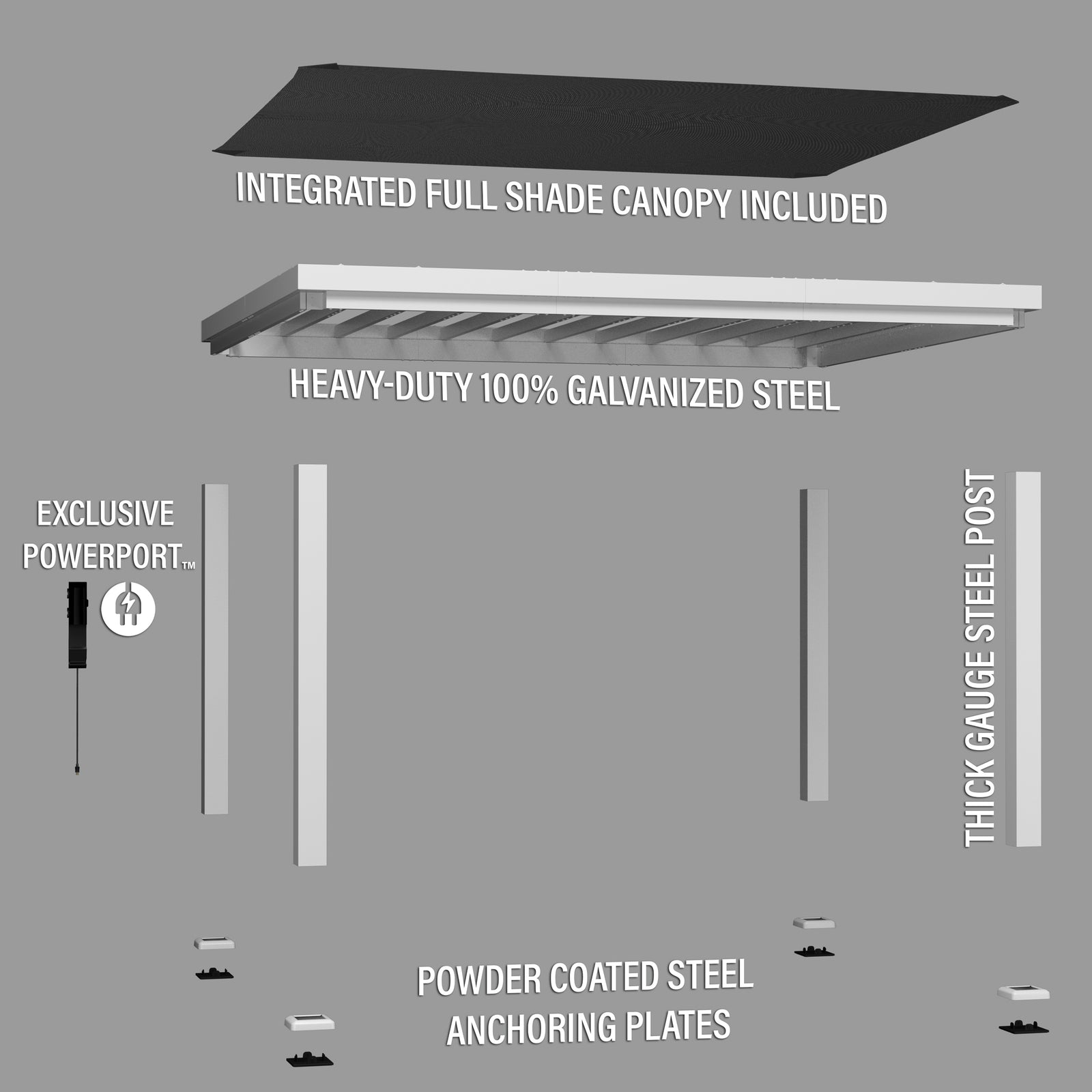 Load image into Gallery viewer, 14x12 Windham Modern Steel Pergola Diagram
