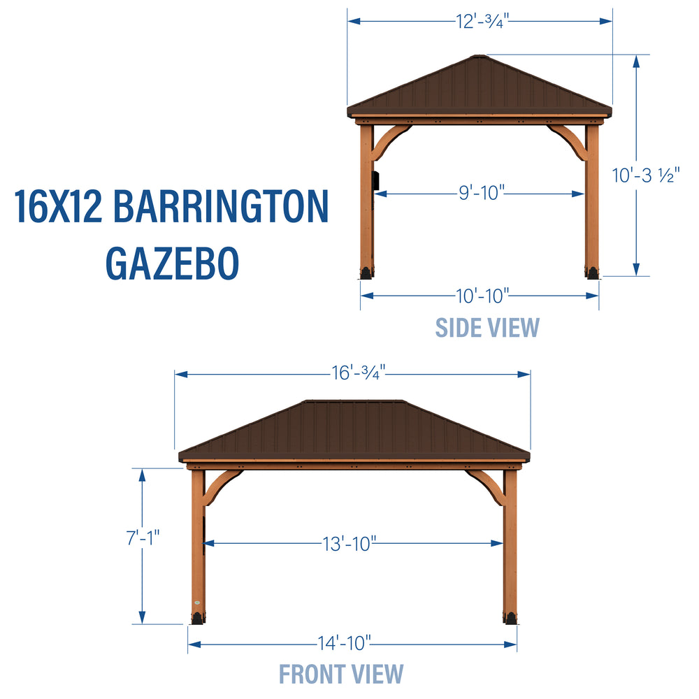 16x12 Barrington Gazebo Dimensions