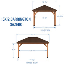 Load image into Gallery viewer, 16x12 Barrington Gazebo Dimensions
