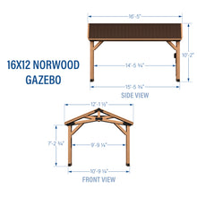 Load image into Gallery viewer, Norwood 16x12 Gazebo Dimensions
