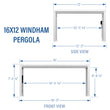 
                            
                              Load image into Gallery viewer, 16x12 Windham Modern Steel Pergola Diagram
                            
                          