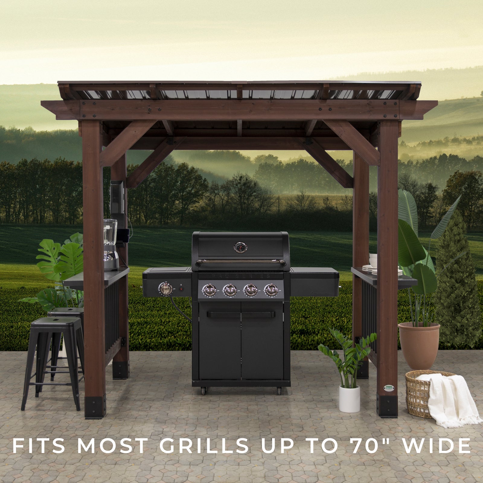 Load image into Gallery viewer, Saxony Grill Gazebo - fits most grills up to 70&quot; wide

