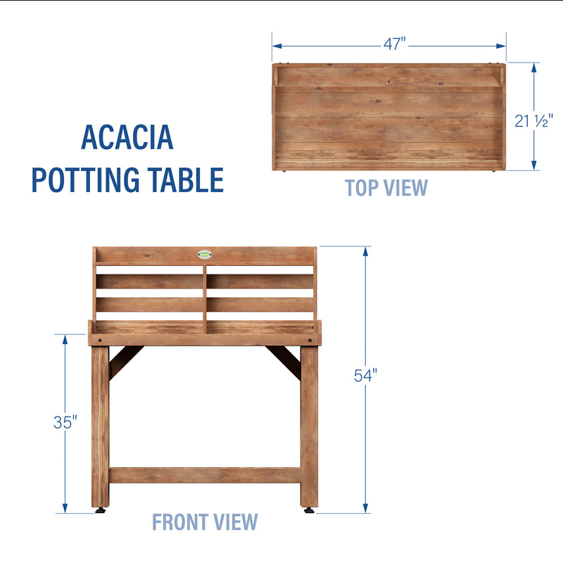 Potting Table/Bench/Serving Bar - Acacia Wood specifications