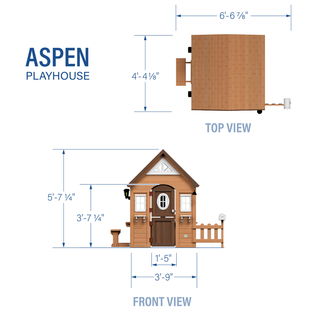 Wooden Playhouses - Aspen Playhouse dimensions