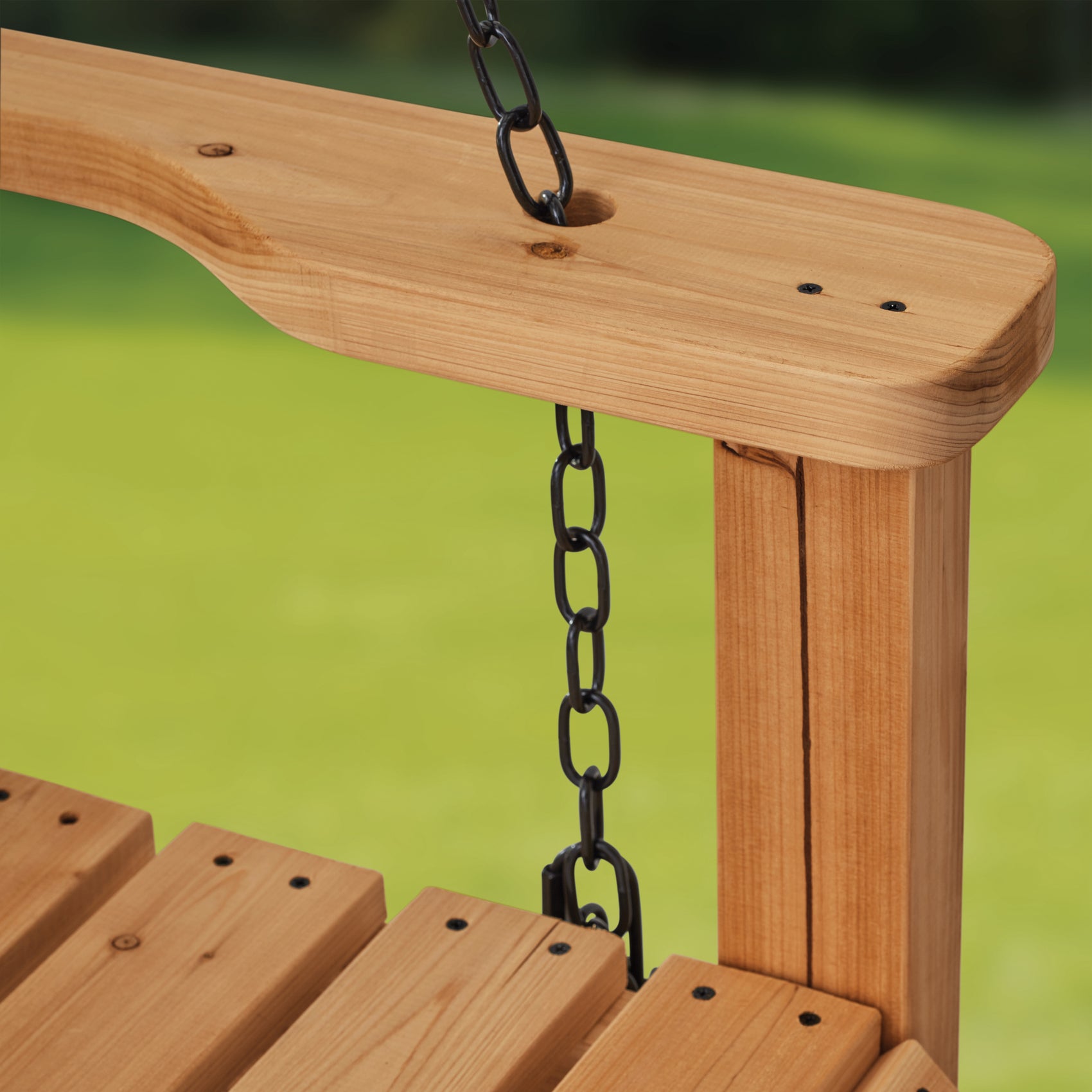 Farmhouse Porch Swing close up of chain