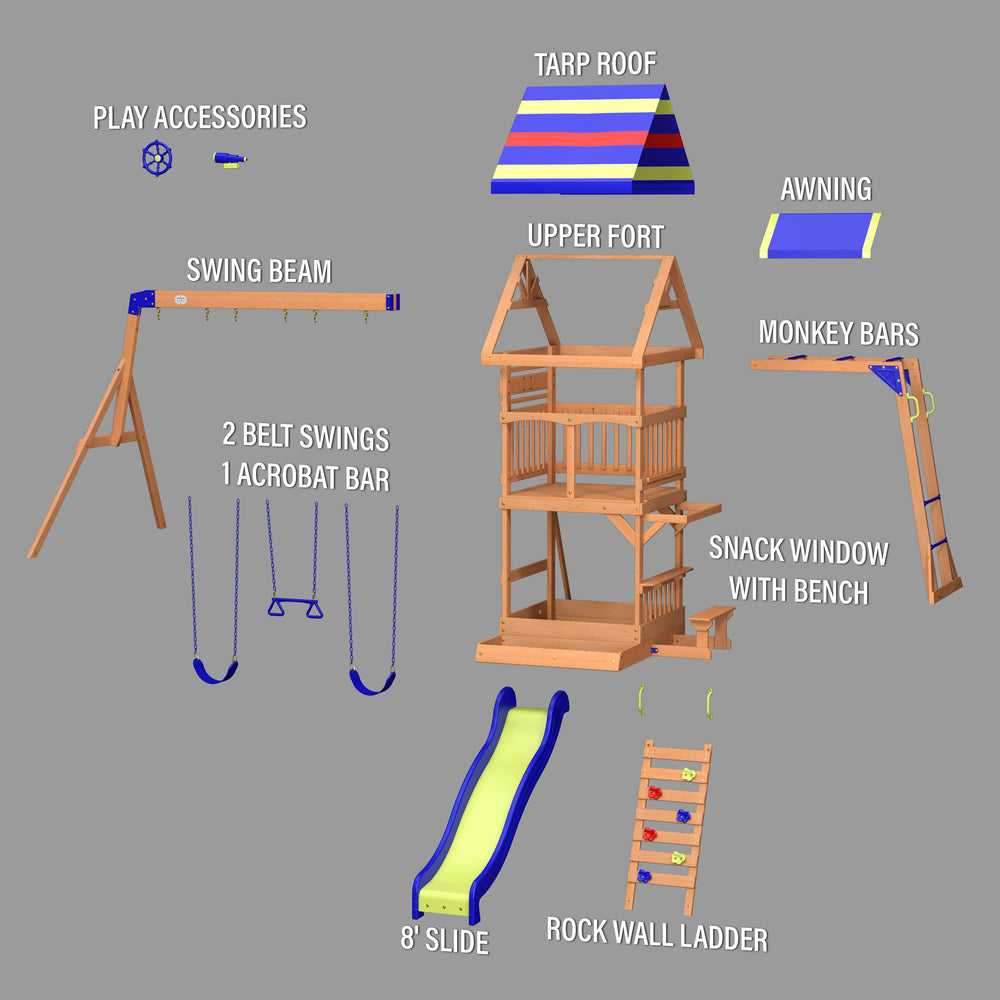 Swing Exploded View Beach Front Wooden Swing Set - Playsets | Backyard Discovery