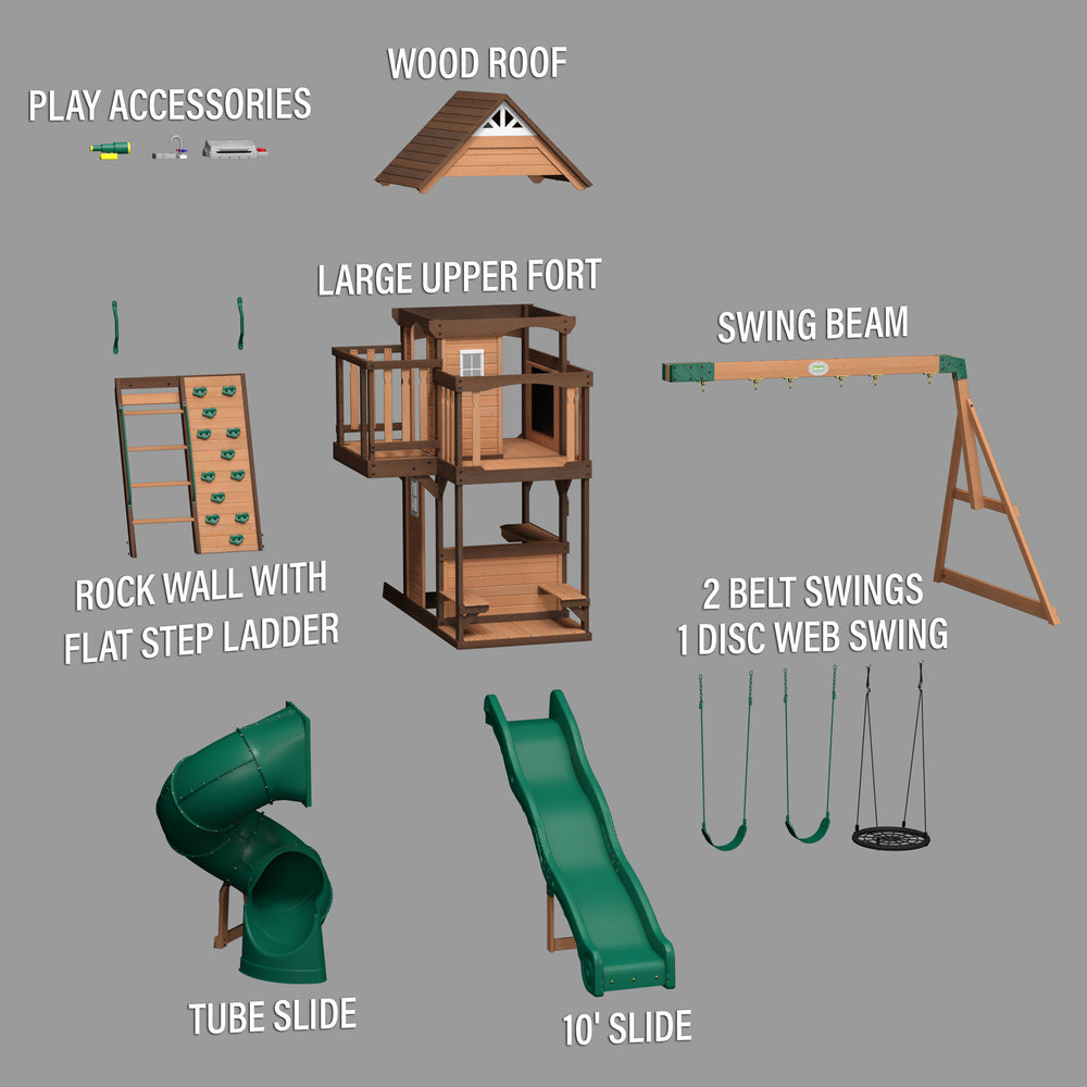 Cedar Cove Swing Set Exploded View