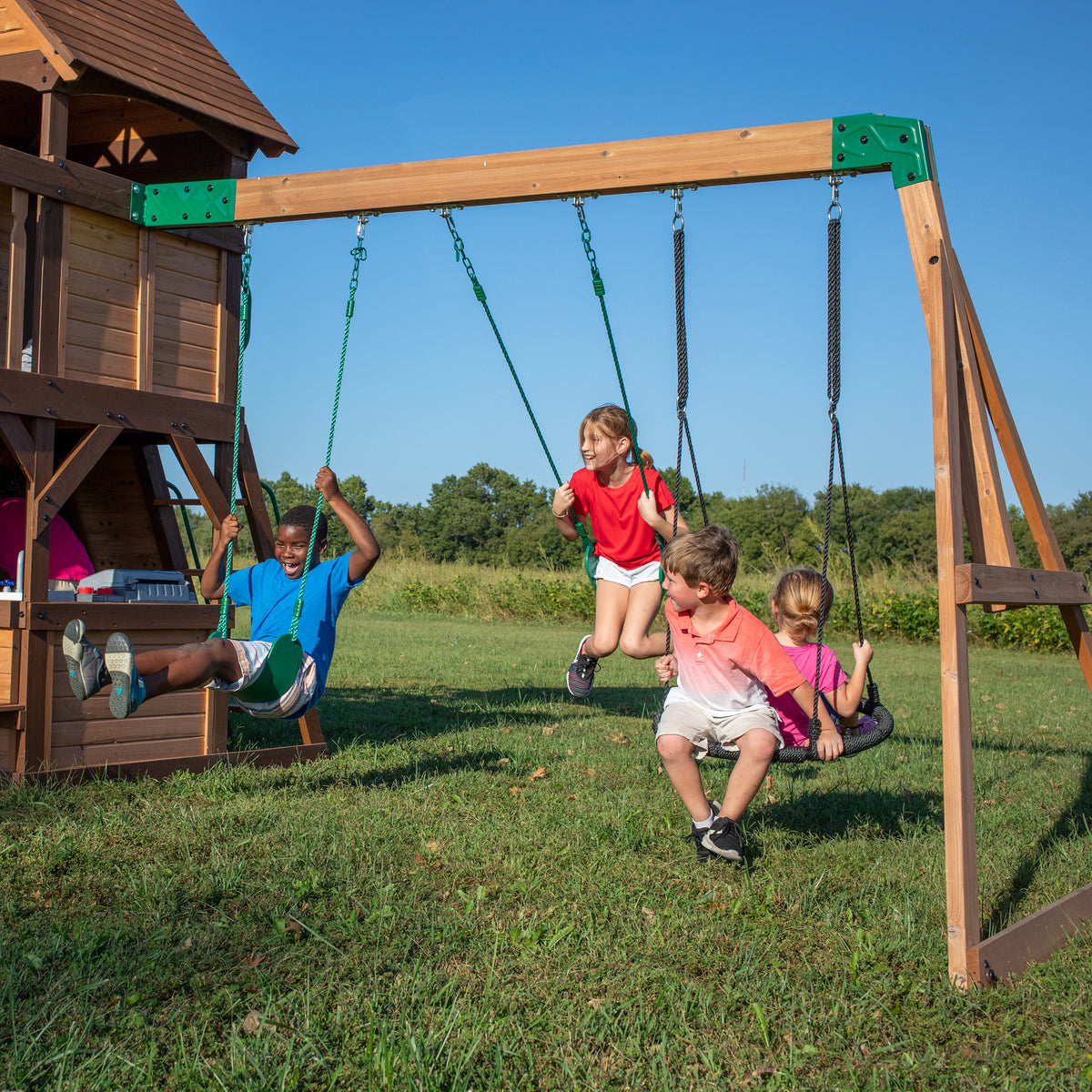 Cedar Cove Wooden Outdoor Swing Set Backyard Discovery