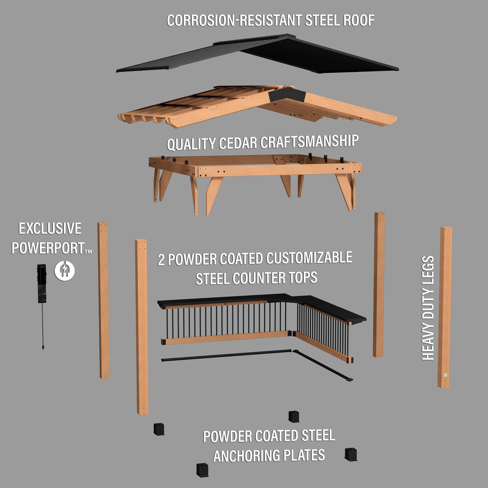 Granada Grill Gazebo Exploded View
