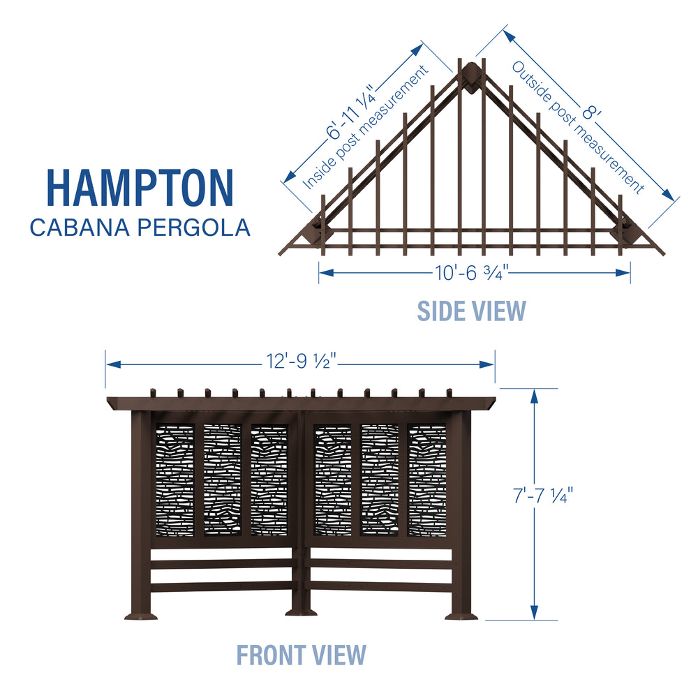 Hampton Traditional Steel Cabana Pergola Diagram