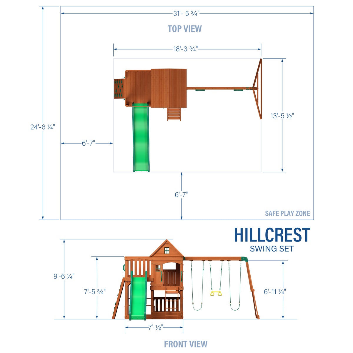 Hillcrest Wooden Swing Set Backyard Discovery