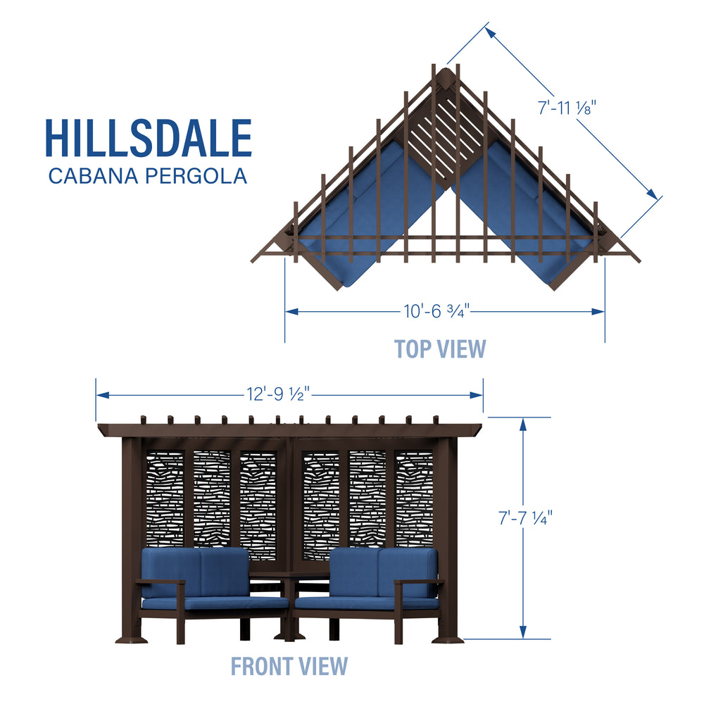 Hillsdale Traditional Steel Cabana Pergola Dimensions