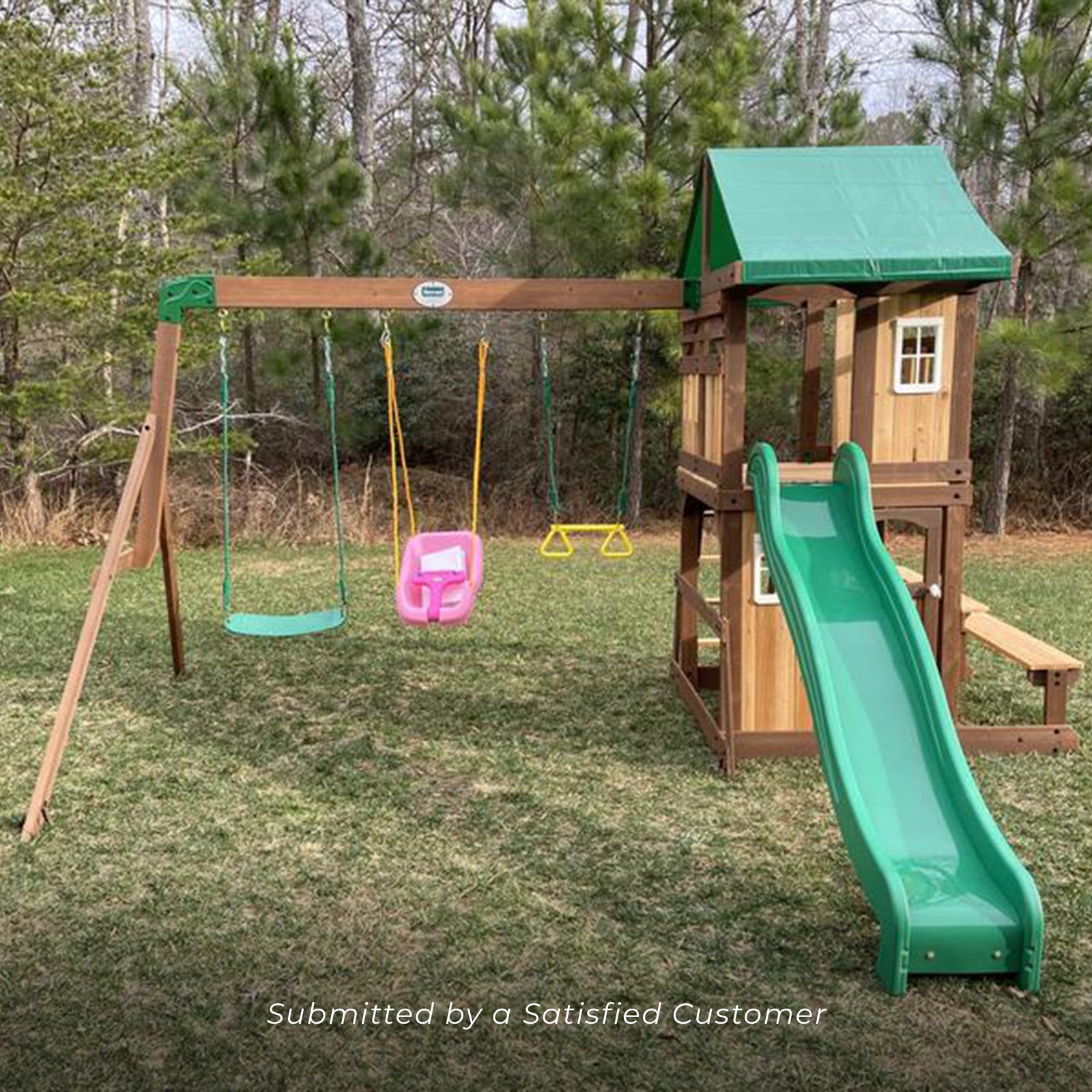 Lakewood Outdoor Wooden Swing Set for Kids