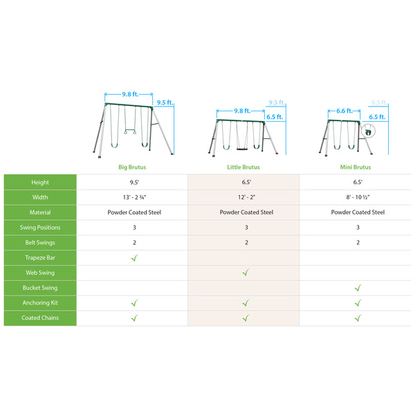 Little Brutus Metal Swing Set Backyard Discovery