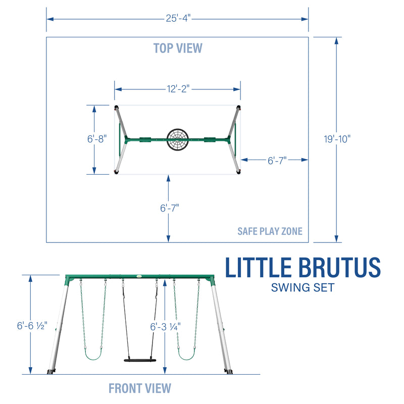 Little Brutus Metal Swing Set for Kids Backyard Discovery