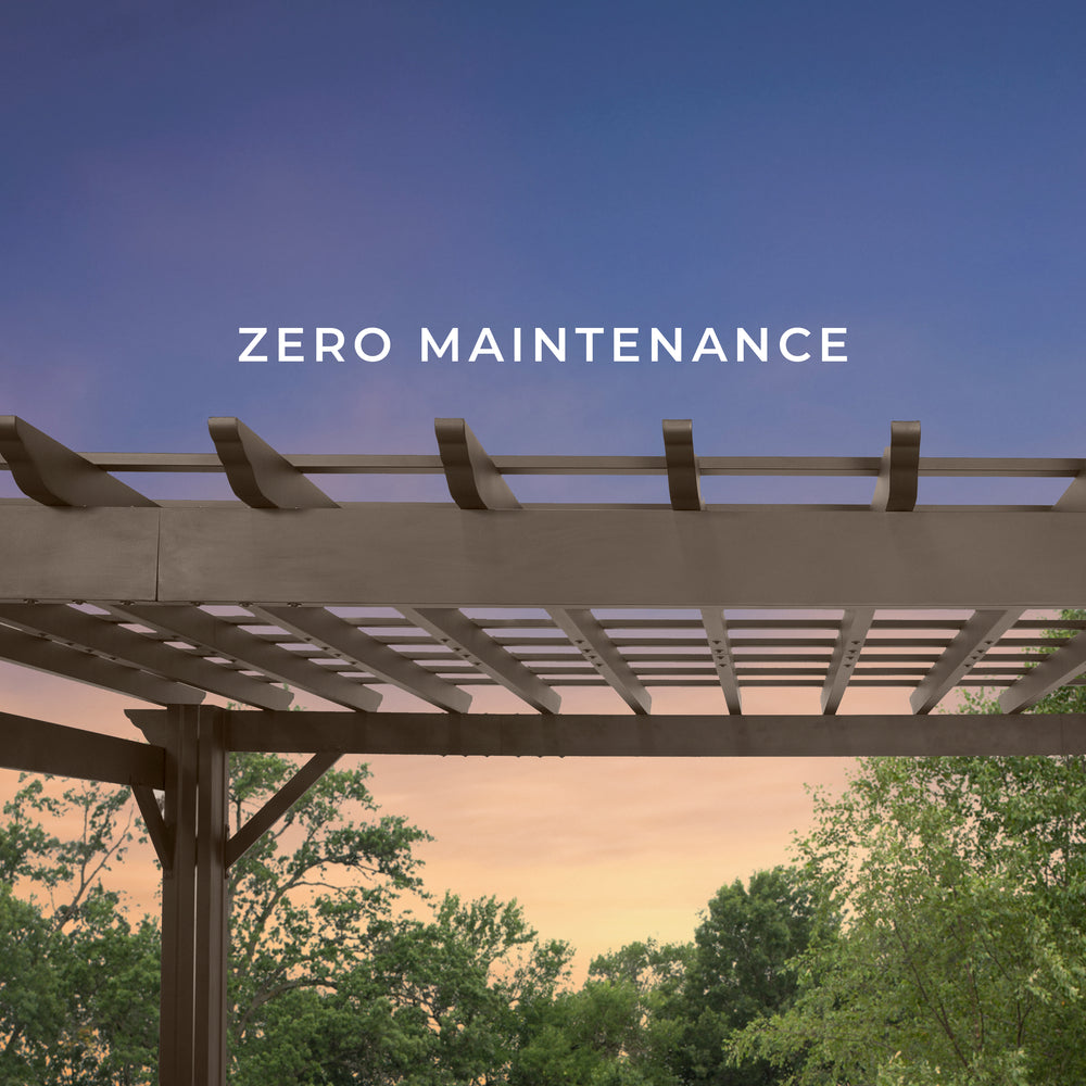 Zero maintenance on the 14x12 Ashford Steel Pergola