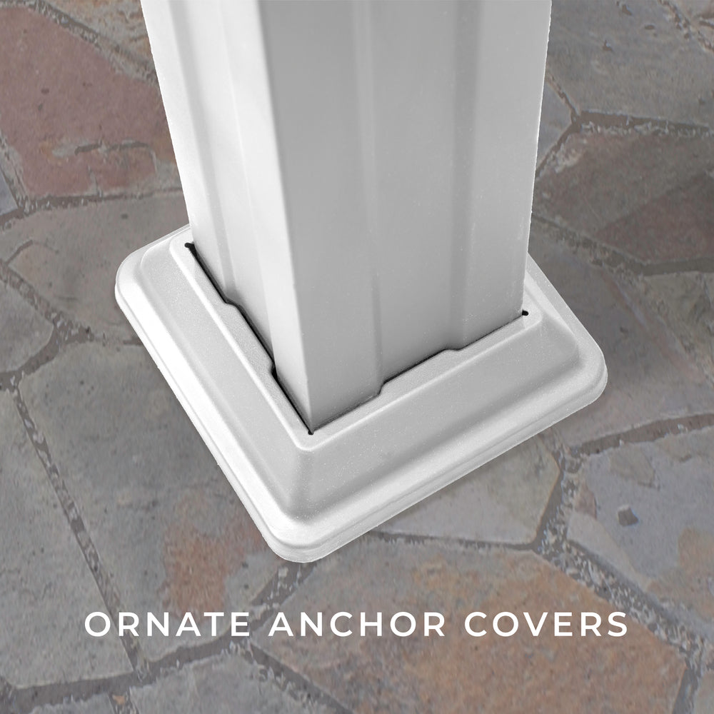 14x10 Hawthorne Steel Pergola Ornate Anchor Covers