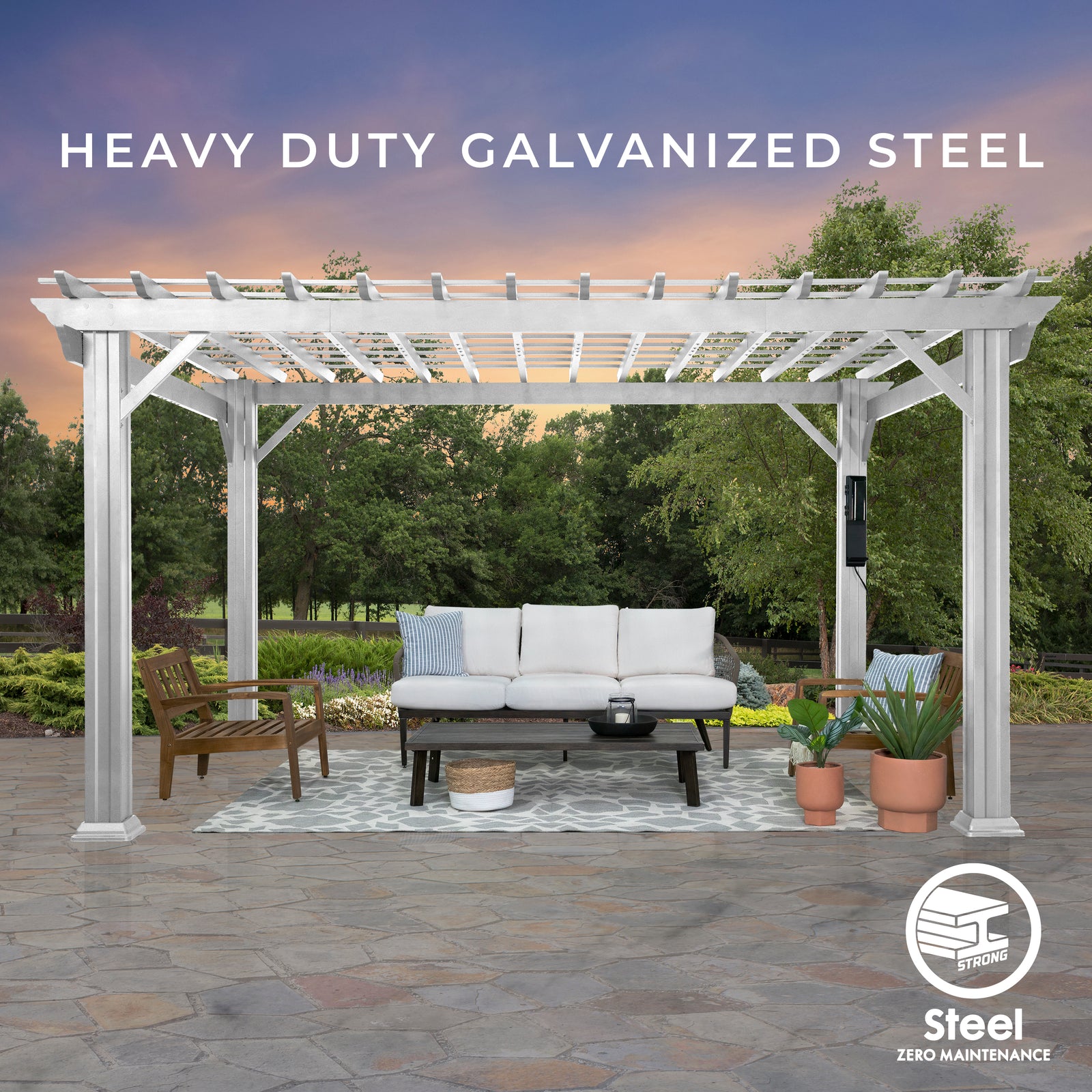 Load image into Gallery viewer, 12x10 Hawthorne Traditional Steel Pergola Front
