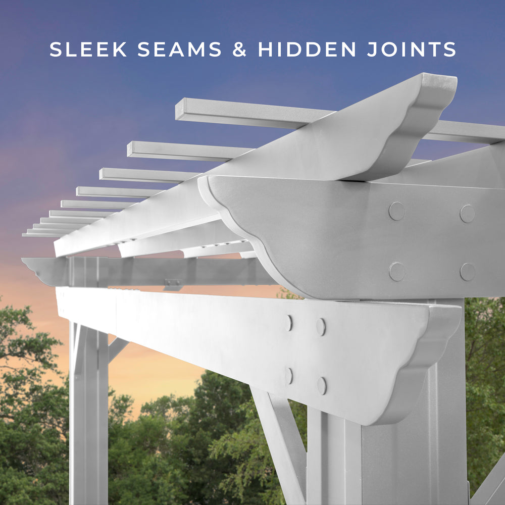 14x10 Hawthorne Steel Pergola Sleek Seams and Hidden Joints