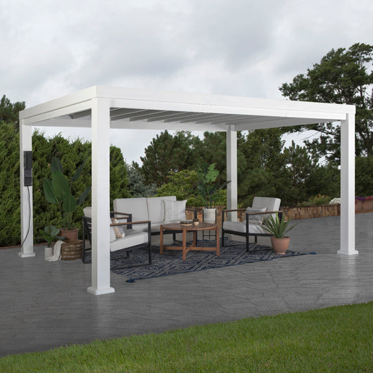 14x10 Windham Modern Steel Pergola With Sail Shade Soft Canopy