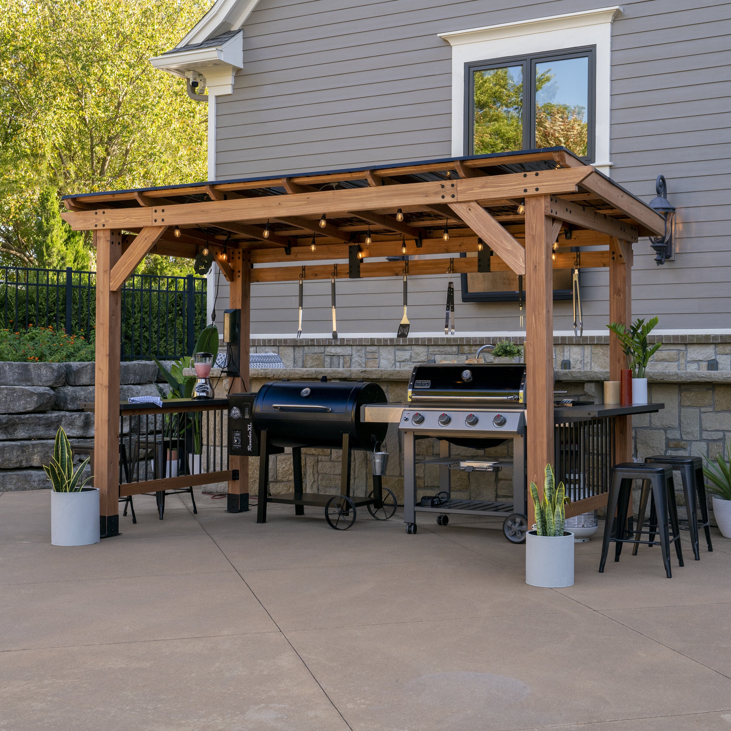 Outdoor Kitchen Sign Backyard Grill Station Patio Rustic 