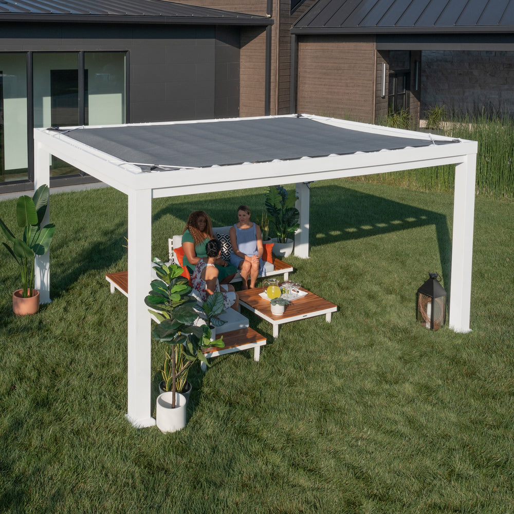 14x12 Windham Steel Pergola With Sail Shade Soft Canopy