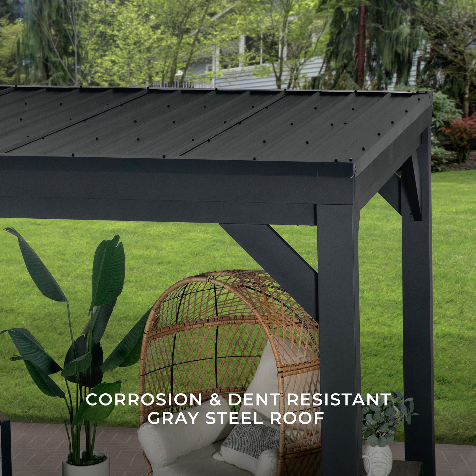 Load image into Gallery viewer, Stonebridge Gazebo Roof - corrosion &amp; dent resistant gray steel roof
