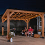 Load image into Gallery viewer, 12 x 9.5 Arcadia Slant Roof Gazebo - cozy living at night
