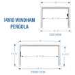 
                            
                              Load image into Gallery viewer, 14x10 Windham Modern Steel Pergola With Sail Shade Soft Canopy Diagram
                            
                          