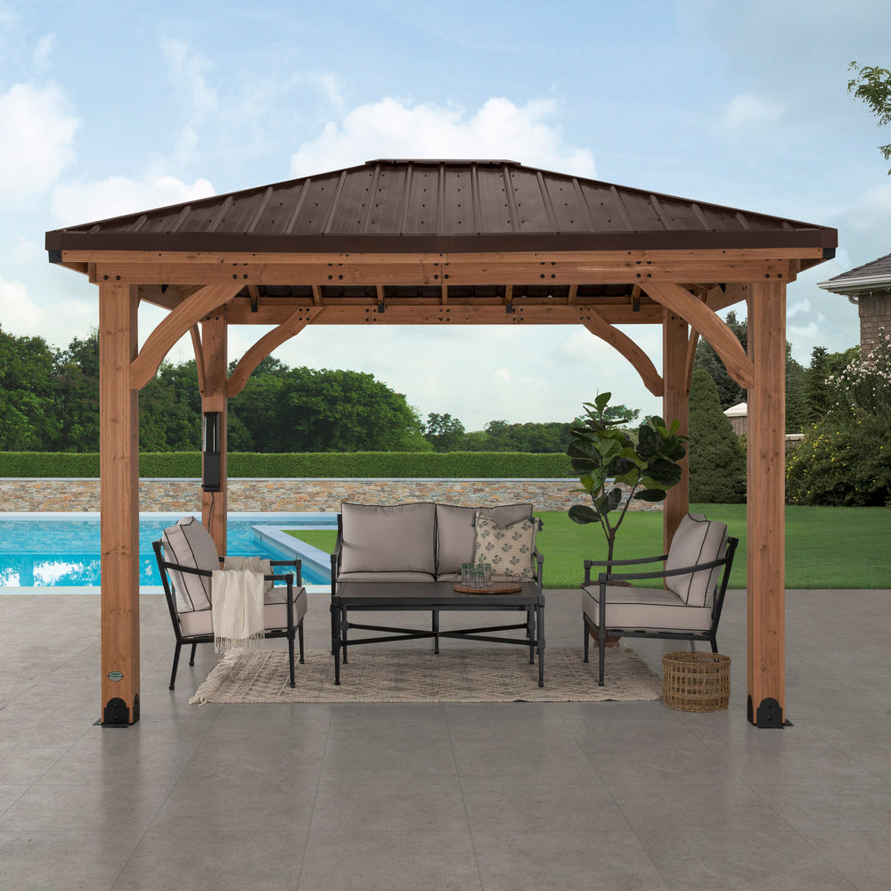 Load image into Gallery viewer, 12x10 Barrington Gazebo placed on patio by pool
