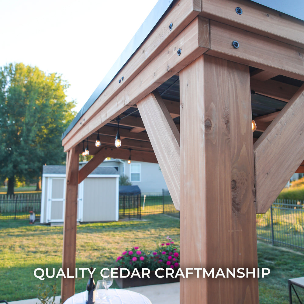 Load image into Gallery viewer, 20x9.5 Arcadia Gazebo Exterior Corner - quality cedar craftsmanship

