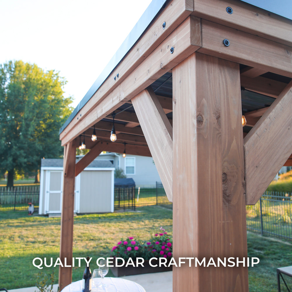 20x9.5 Arcadia Gazebo Exterior Corner - quality cedar craftsmanship