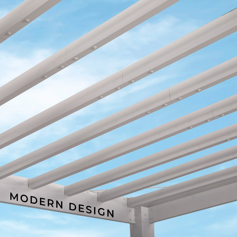 14x12 Windham Modern Steel Pergola With Sail Shade Soft Canopy Modern Design