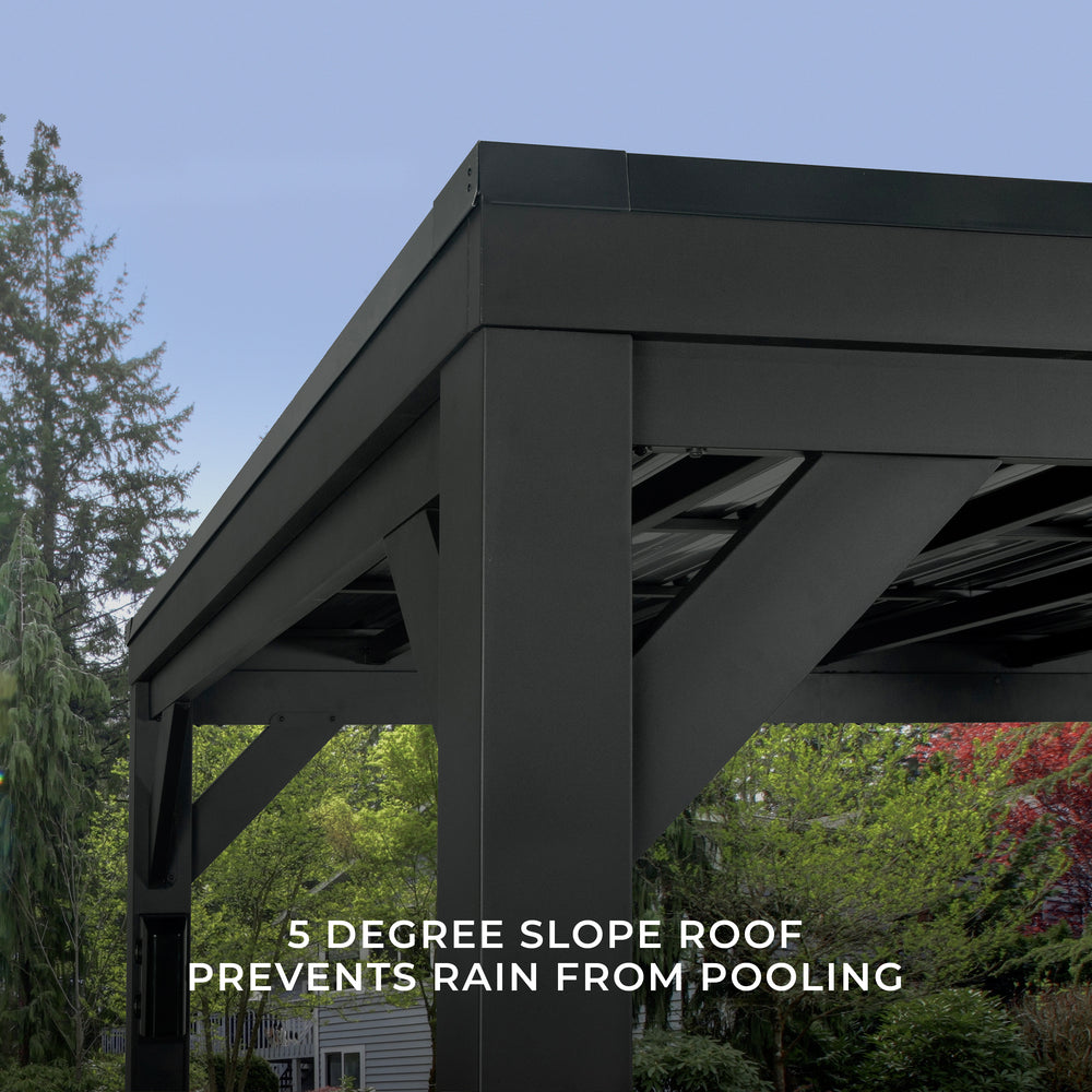 Stonebridge Gazebo Corner - 5 degree slope roof prevents rain from pooling