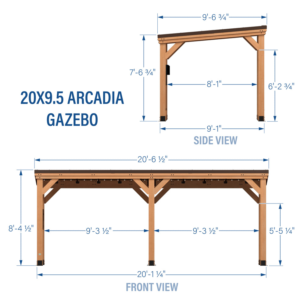 20x9.5 Arcadia Gazebo Dimensions