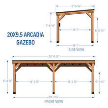 Load image into Gallery viewer, 20x9.5 Arcadia Gazebo Dimensions
