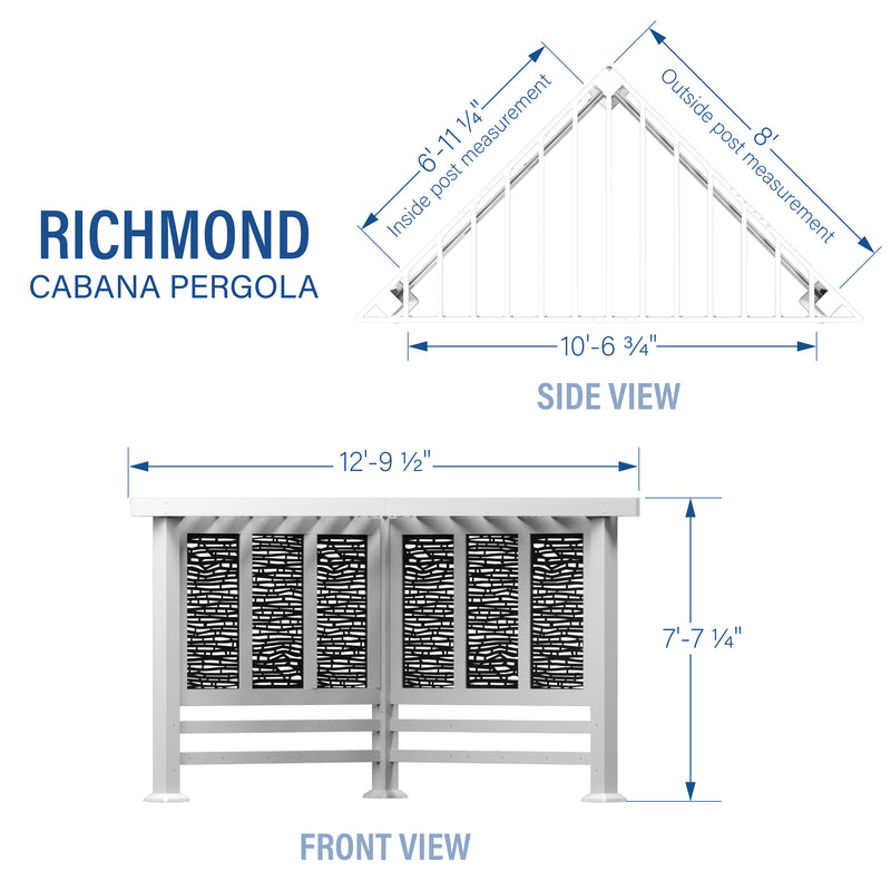 Richmond Modern Steel Cabana Pergola specifications