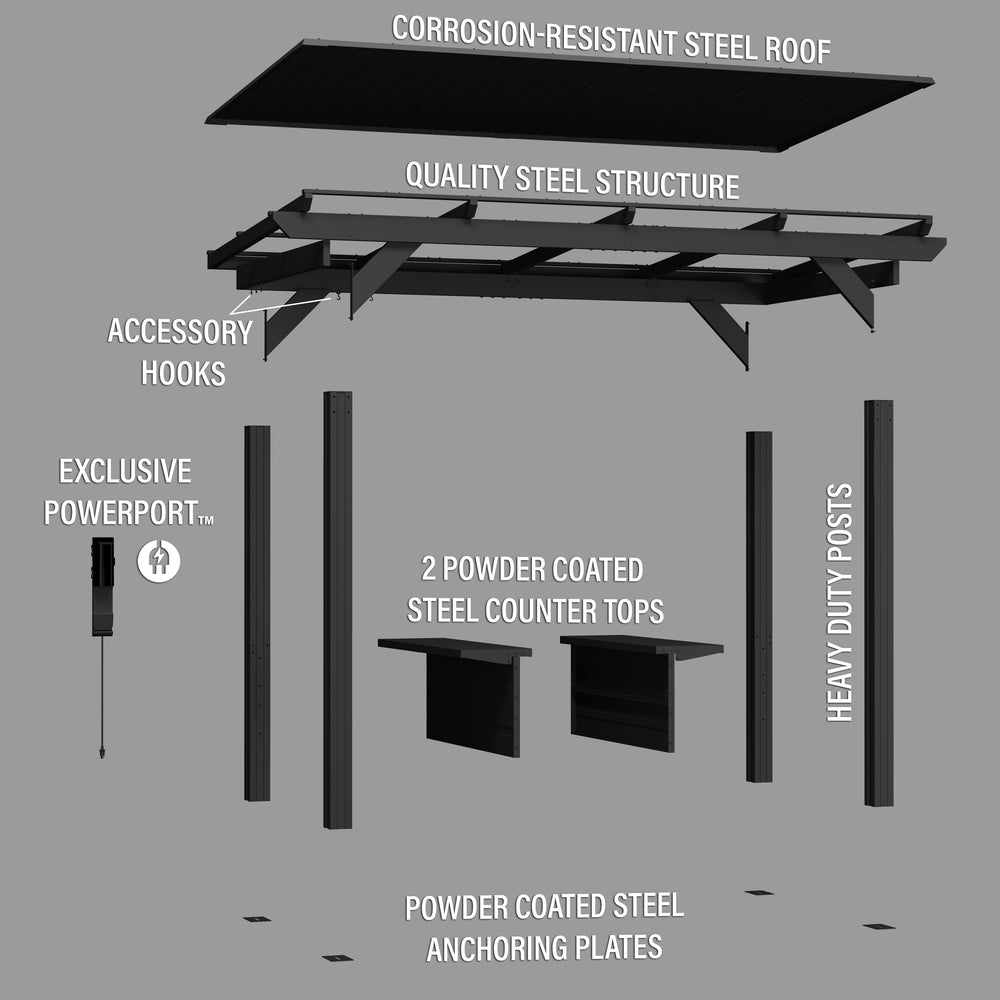 Rockport XL Steel Grill Gazebo Exploded View