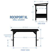 Load image into Gallery viewer, Rockport XL Steel Grill Gazebo Dimensions
