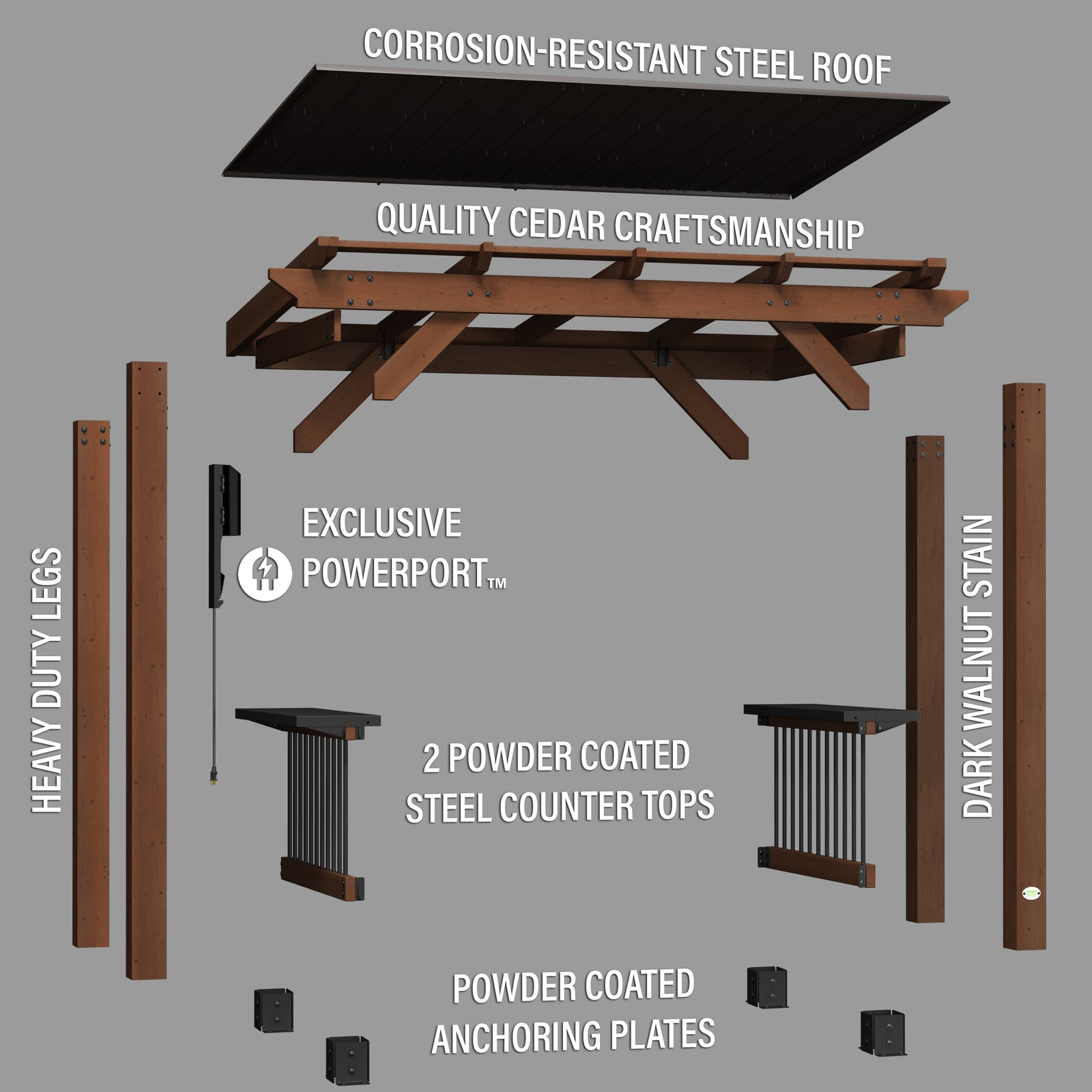 Load image into Gallery viewer, Saxony Grill Gazebo Exploded View
