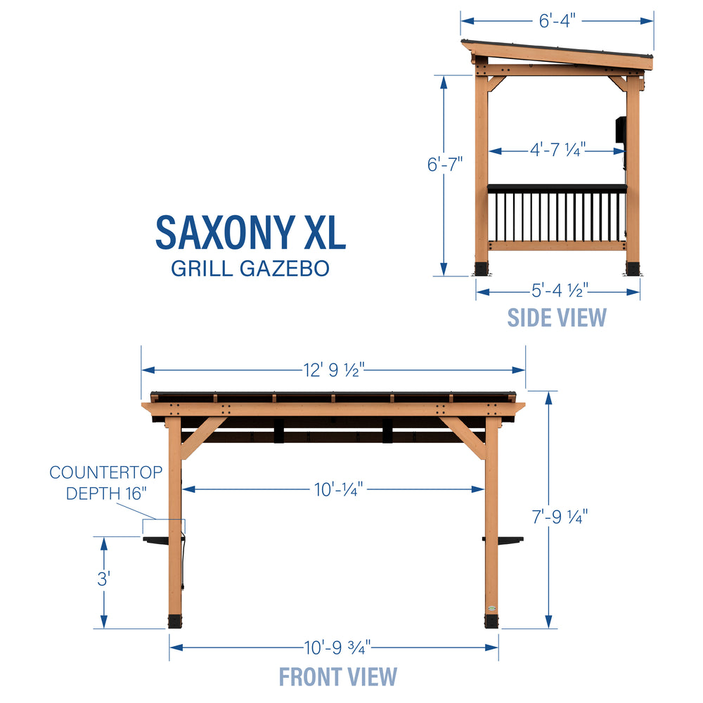 Saxony XL Grill Gazebo Dimensions