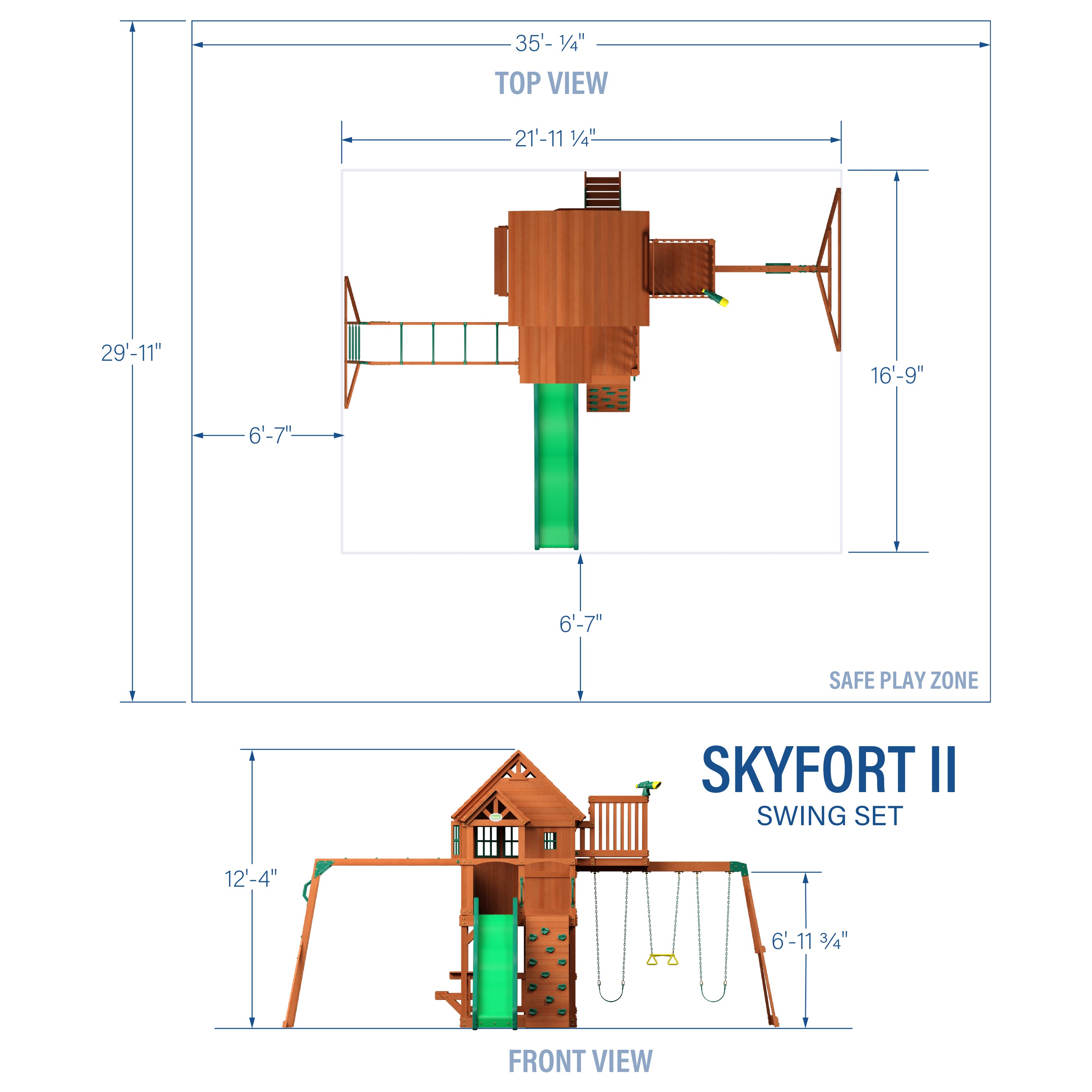 Skyfort II Wooden Swing Set - Backyard Discovery
