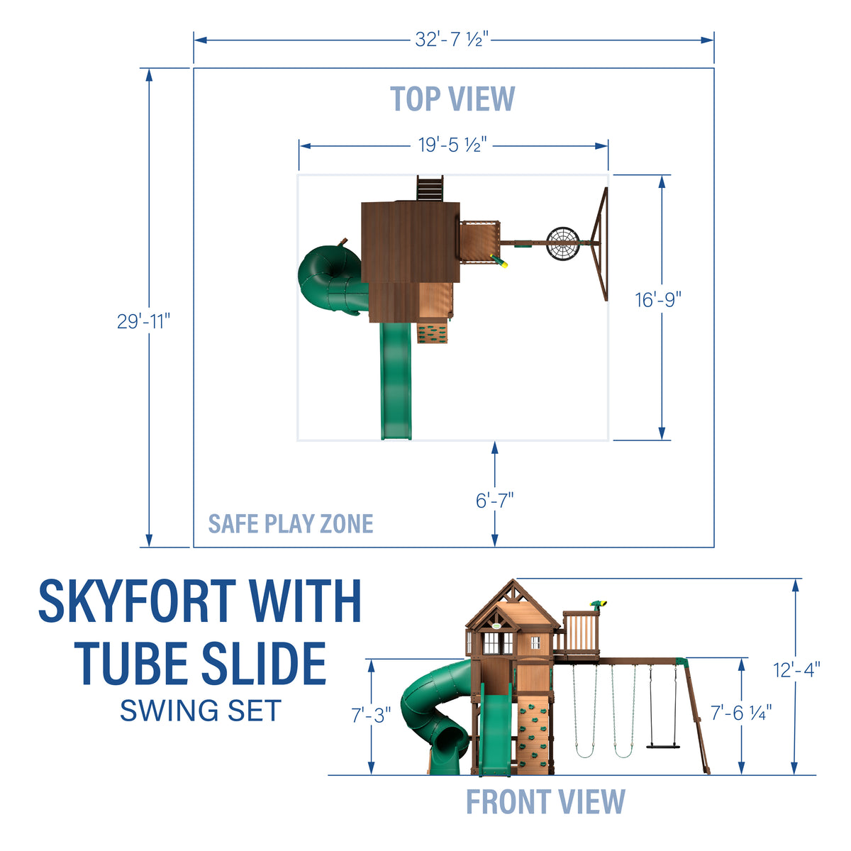 Skyfort II Swing Set with Spiral Tube Slide Backyard Discovery