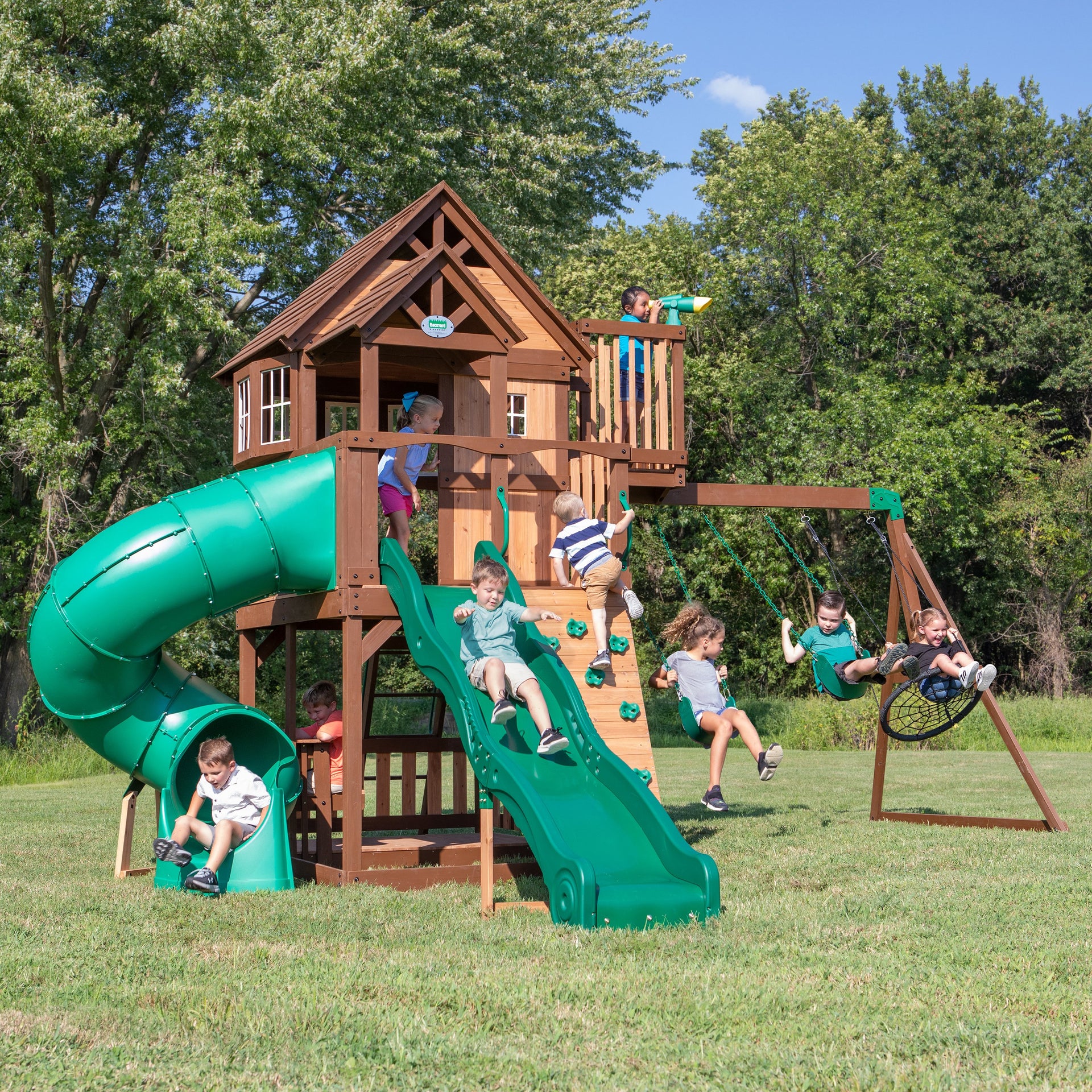 Skyfort II Swing Set with Spiral Tube Slide - Main Image